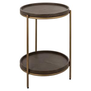 Richmond Interiors Richmond Ronde Bijzettafel Zillon Leder, 45cm - Bruin