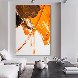 Light in the box handgemaakte olieverfschilderijen canvas wanddecoratie moderne oranje abstract voor huisdecoratie opgerold frameloos ongespannen schilderij