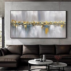 Light in the box grote handgemaakte rivier schaduw gouden abstracte gouden olieverfschilderij voor woonkamer moderne schilderkunst wanddecoratie foto kunst cadeau geen lijst