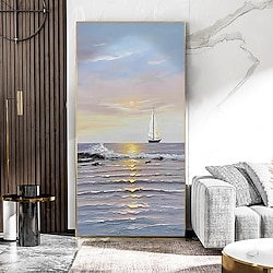 Light in the box prachtige zonsondergang textuur zeelandschap bloemen zeilboot wandkunst foto's handgemaakte canvas olieverfschilderij woondecoratie voor woonkamer slaapkamer geen lijst