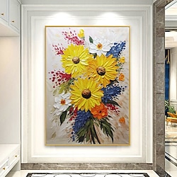 Light in the box handgemaakte olieverfschilderijcanvasmuurkunstdecoratieabstracte messchilderijbloemen warme kleurenvoor huisdecoratiegerold frameloos onbelast schilderij