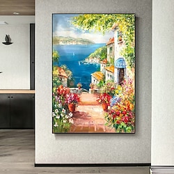 Light in the box handgemaakte mediterrane landschap olieverfschilderij op canvas kleurrijke mes bloemen huis wandkunst zware textuur kunst voor wanddecoratie geen lijst