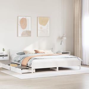 VidaXL Bedframe zonder matras massief grenenhout wit 180x200 cm