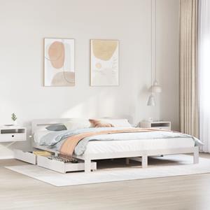 VidaXL Bedframe zonder matras massief grenenhout wit 180x200 cm