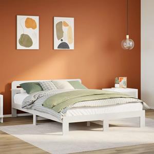 VidaXL Bedframe zonder matras massief grenenhout wit 160x200 cm