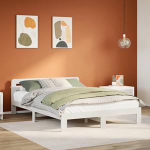 VidaXL Bedframe zonder matras massief grenenhout wit 140x190 cm