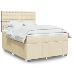 VidaXL Boxspring met matras stof crèmekleurig 140x200 cm