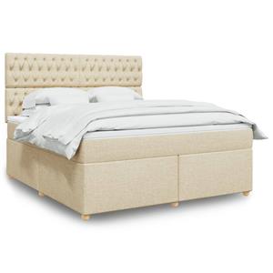 VidaXL Boxspring met matras stof crèmekleurig 180x200 cm