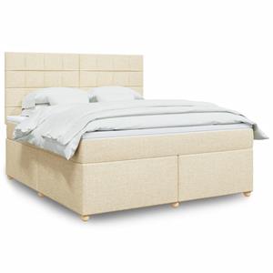 VidaXL Boxspring met matras stof crèmekleurig 180x200 cm