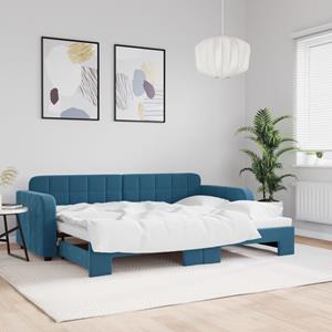 VidaXL Slaapbank met onderschuifbed 80x200 cm fluweel blauw