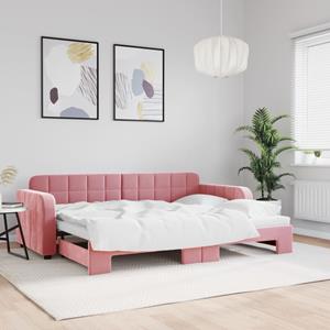 VidaXL Slaapbank met onderschuifbed 80x200 cm fluweel roze