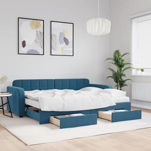 VidaXL Slaapbank met onderschuifbed en lades 80x200 cm fluweel blauw