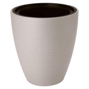 Form Plastic Plantenpot/bloempot Gobi - kunststof - licht grijs - D30 x H32 cm - met binnenpot -