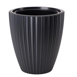 Form Plastic Plantenpot/bloempot Mika - kunststof - zwart - D30 x H32 cm - met binnenpot -