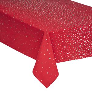 Feeric lights & Christmas Feeric Tafelkleed - rood - zilveren sterren - x 360 cm - katoen -