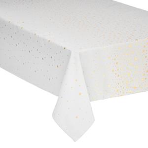 Feeric lights & Christmas Feeric Tafelkleed - wit - gouden sterren - x 360 cm - katoen -