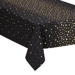 Feeric lights & Christmas Feeric Tafelkleed - zwart - gouden sterren - x 360 cm - katoen -