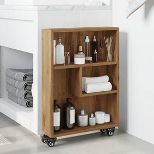 vidaXL Opbergtrolley smal 48x13x68 cm bewerkt hout artisanaal eiken