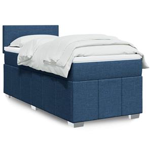 VidaXL Boxspring met matras stof blauw 90x190 cm