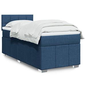 VidaXL Boxspring met matras stof blauw 100x200 cm