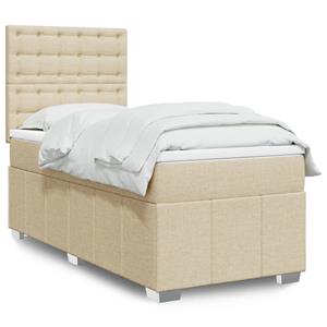 VidaXL Boxspring met matras stof crèmekleurig 90x200 cm