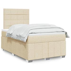 VidaXL Boxspring met matras stof crèmekleurig 120x190 cm