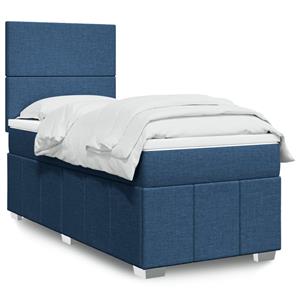 VidaXL Boxspring met matras stof blauw 90x190 cm