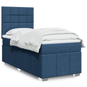 VidaXL Boxspring met matras stof blauw 90x190 cm