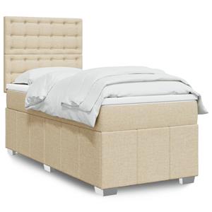 VidaXL Boxspring met matras stof crèmekleurig 90x190 cm