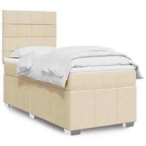 VidaXL Boxspring met matras stof crèmekleurig 90x200 cm