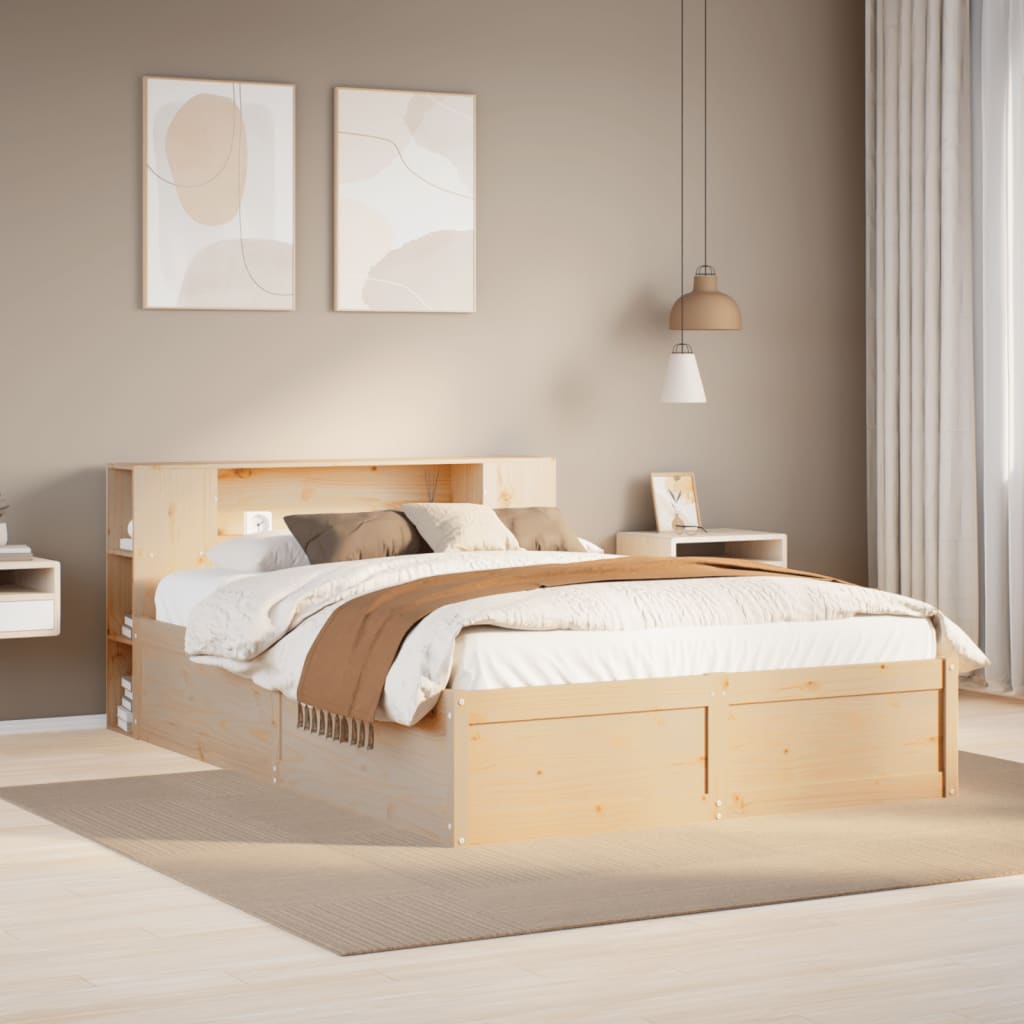 VidaXL Bedframe zonder matras massief grenenhout 135x190 cm