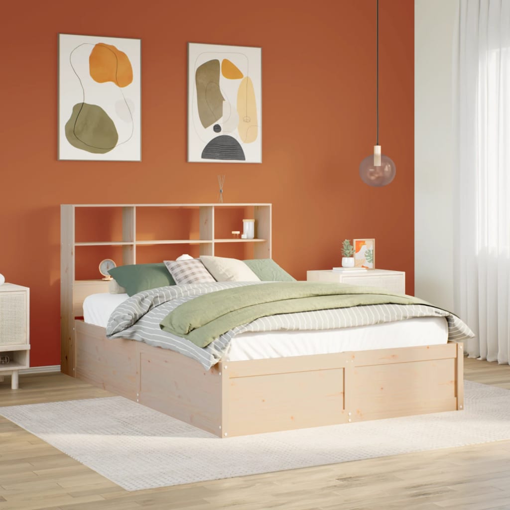 VidaXL Bedframe zonder matras massief grenenhout 135x190 cm