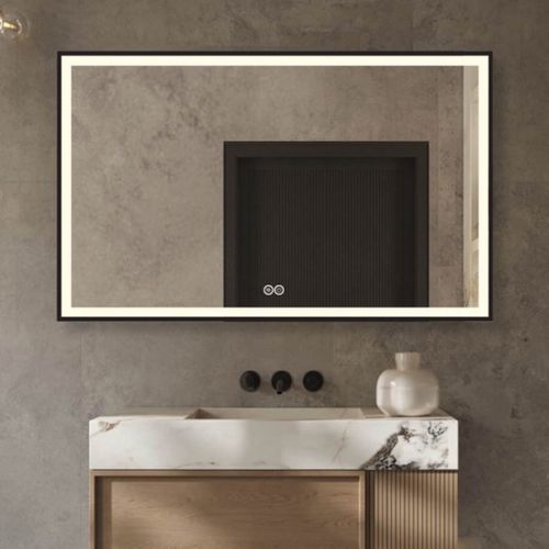 Vtw Living  Badkamerspiegel Met Verlichting En Verwarming - Spiegel - Zwart - 120 X 60 Cm