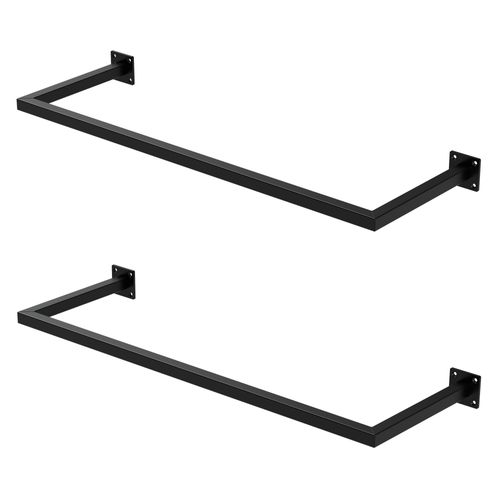 ML-Design Set Van 2 Rechthoekige Kapstokken Voor Wandmontage, D30cm X B90cm, Zwart