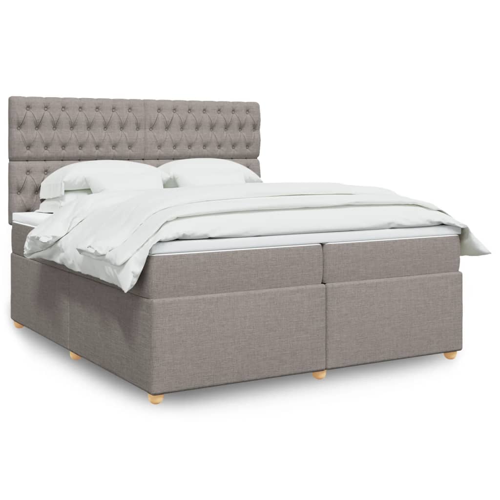 VidaXL Boxspring met matras stof taupe 200x200 cm