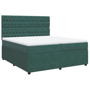 vidaXL Boxspring met matras fluweel donkergroen 200x200 cm