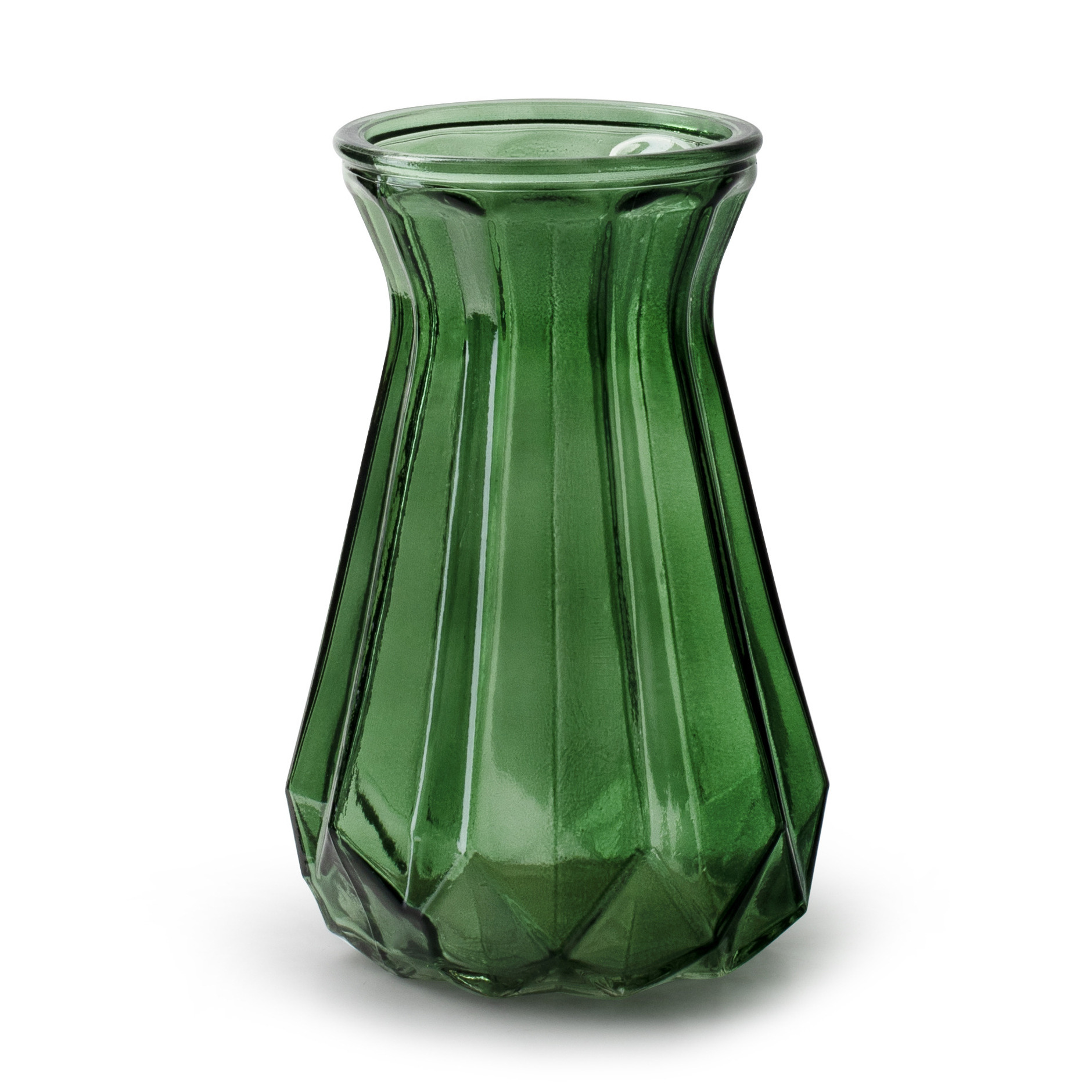 Jodeco Bloemenvaas - groen/transparant glas - H18 x D11.5 cm -