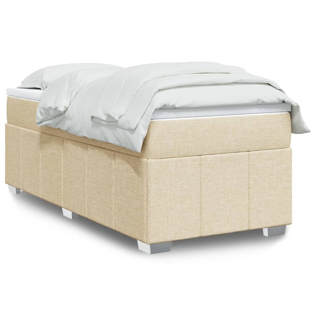 VidaXL Boxspring met matras stof crèmekleurig 100x200 cm