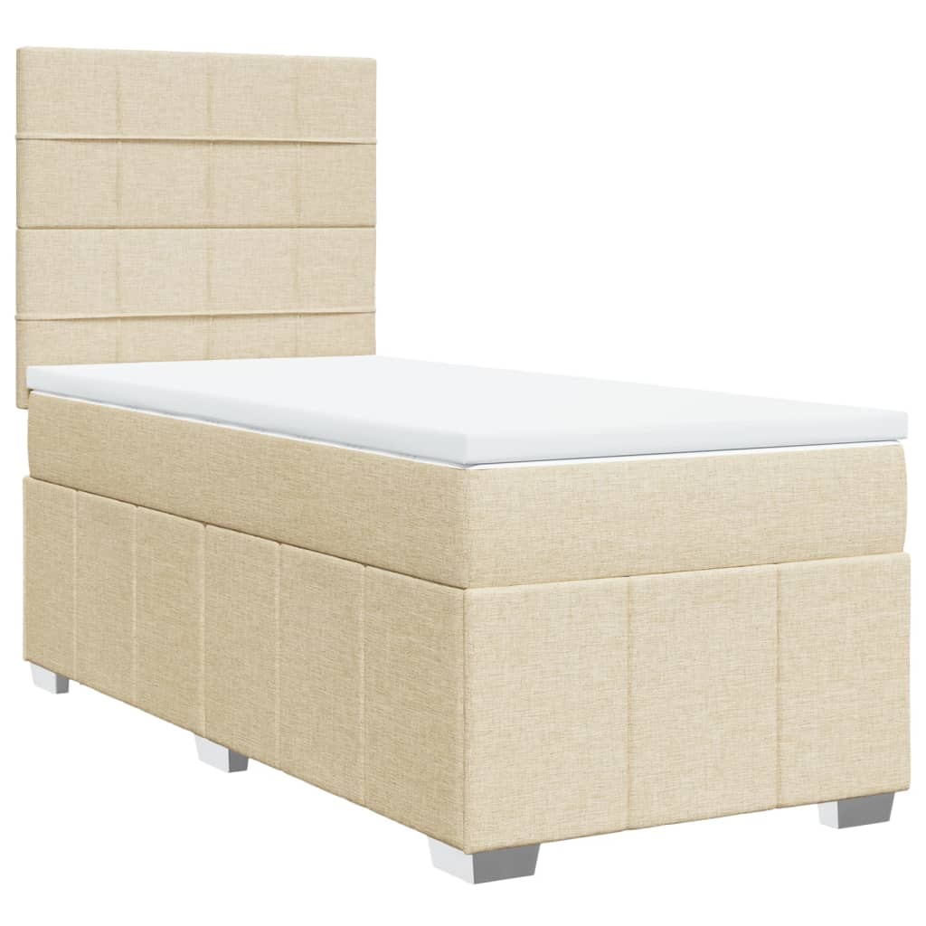 VidaXL Boxspring met matras stof crèmekleurig 100x200 cm