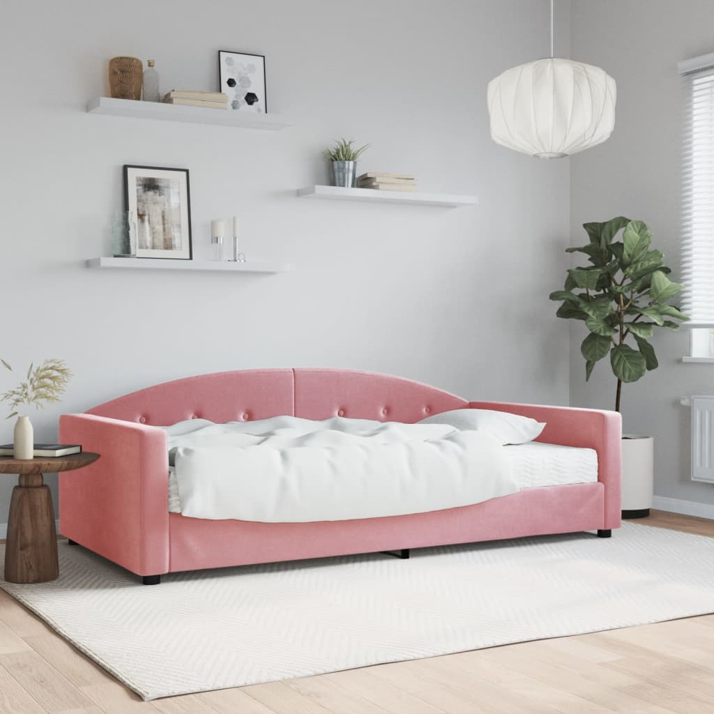 VidaXL Slaapbank met matras 100x200 cm fluweel roze