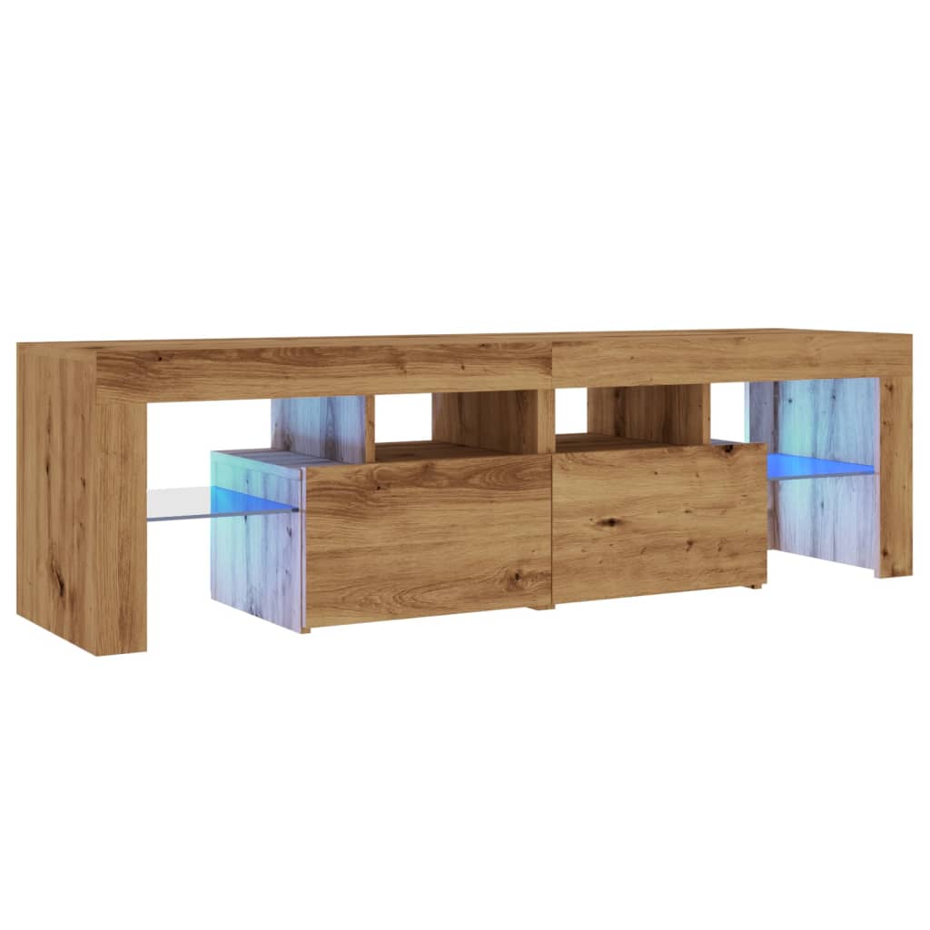 vidaXL Tv-meubel met LED 140x36,5x40 cm bewerkt hout artisanaal eiken