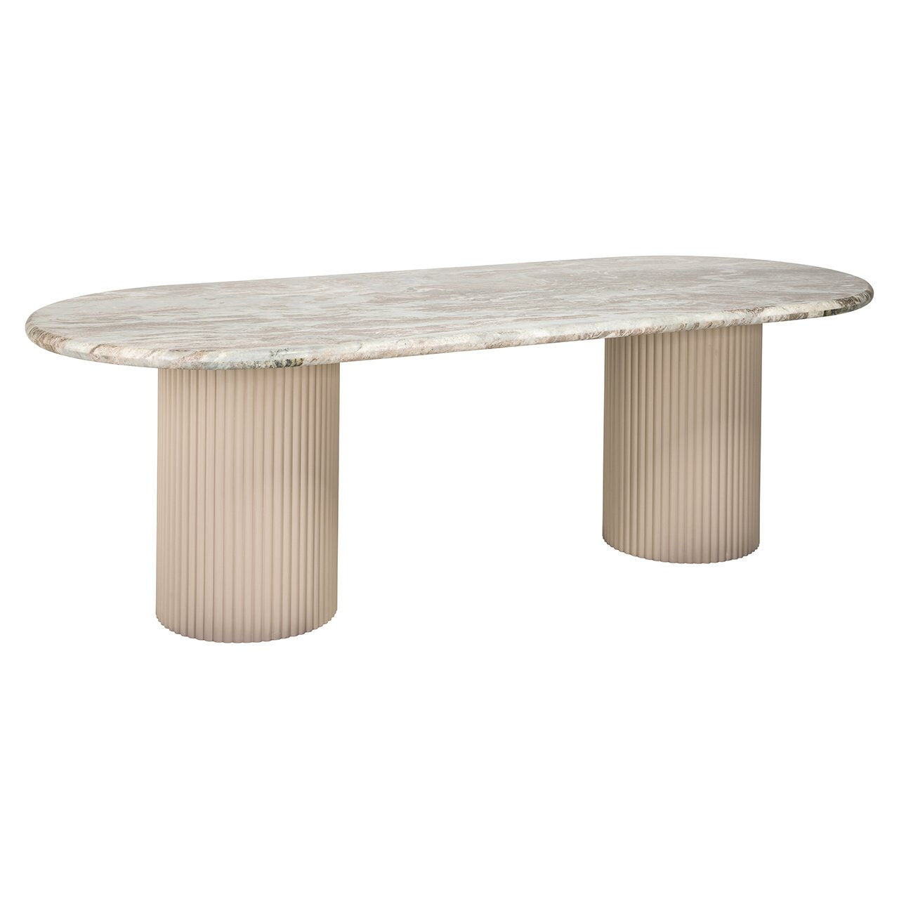 Richmond Interiors Richmond Ovale Eettafel Coronel Marmer, 240 x 100cm - Beige