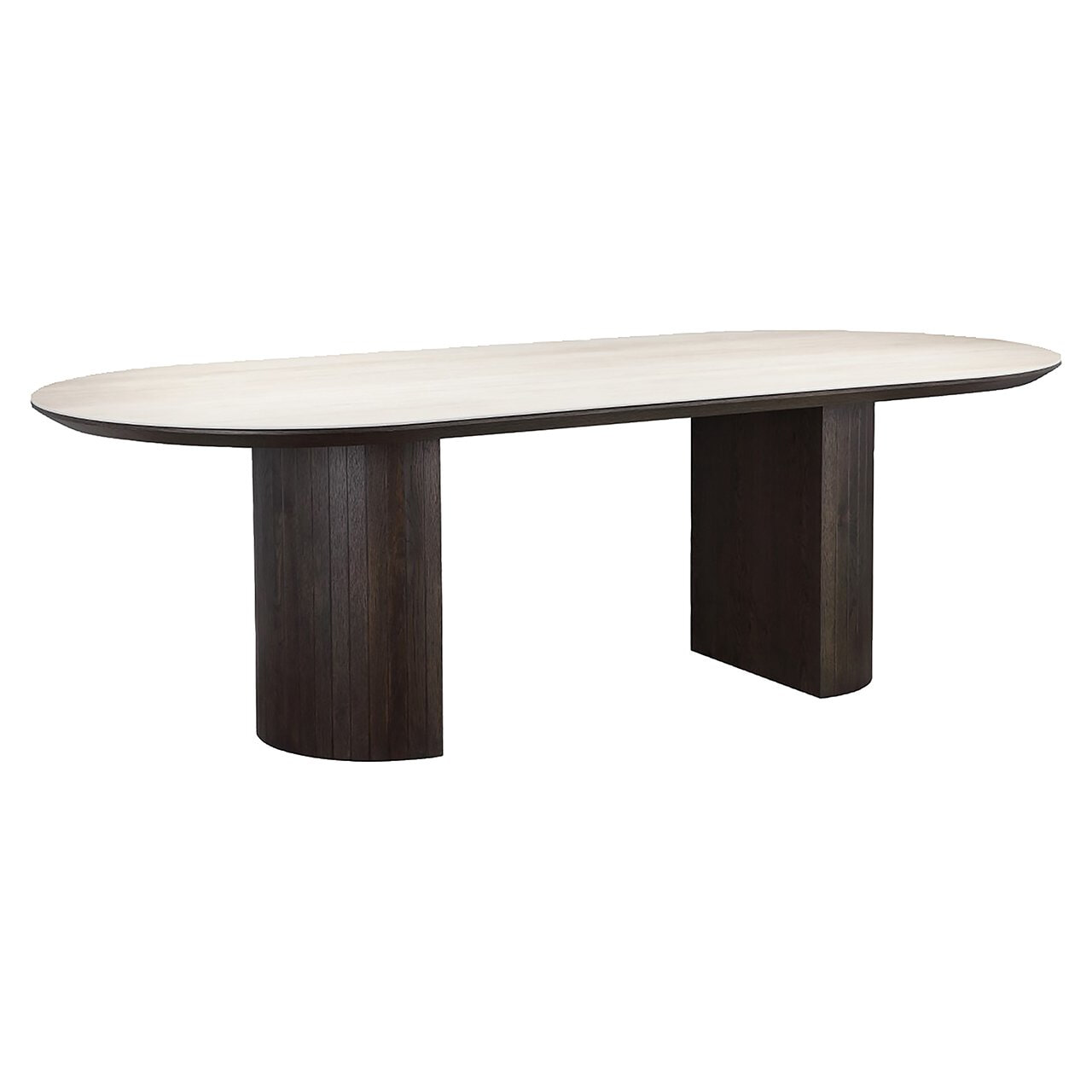 Richmond Interiors Richmond Ovale Eettafel Ritz Travertin en eiken, 240 x 110cm - Bruin