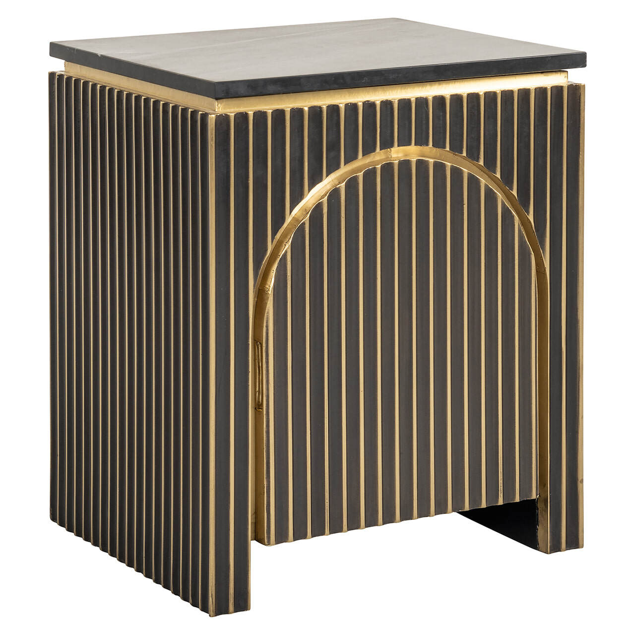 Richmond Interiors Richmond Nachtkastje Les Arcs Brass en marmer, 60 x 50cm - Brushed gold