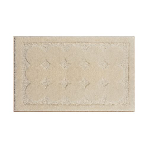 Muratap Badmat - Soft Fluffy - Creme - Cirkel Motief - 80x50 Cm - Hoogpolig - Anti Slip Toiletmat