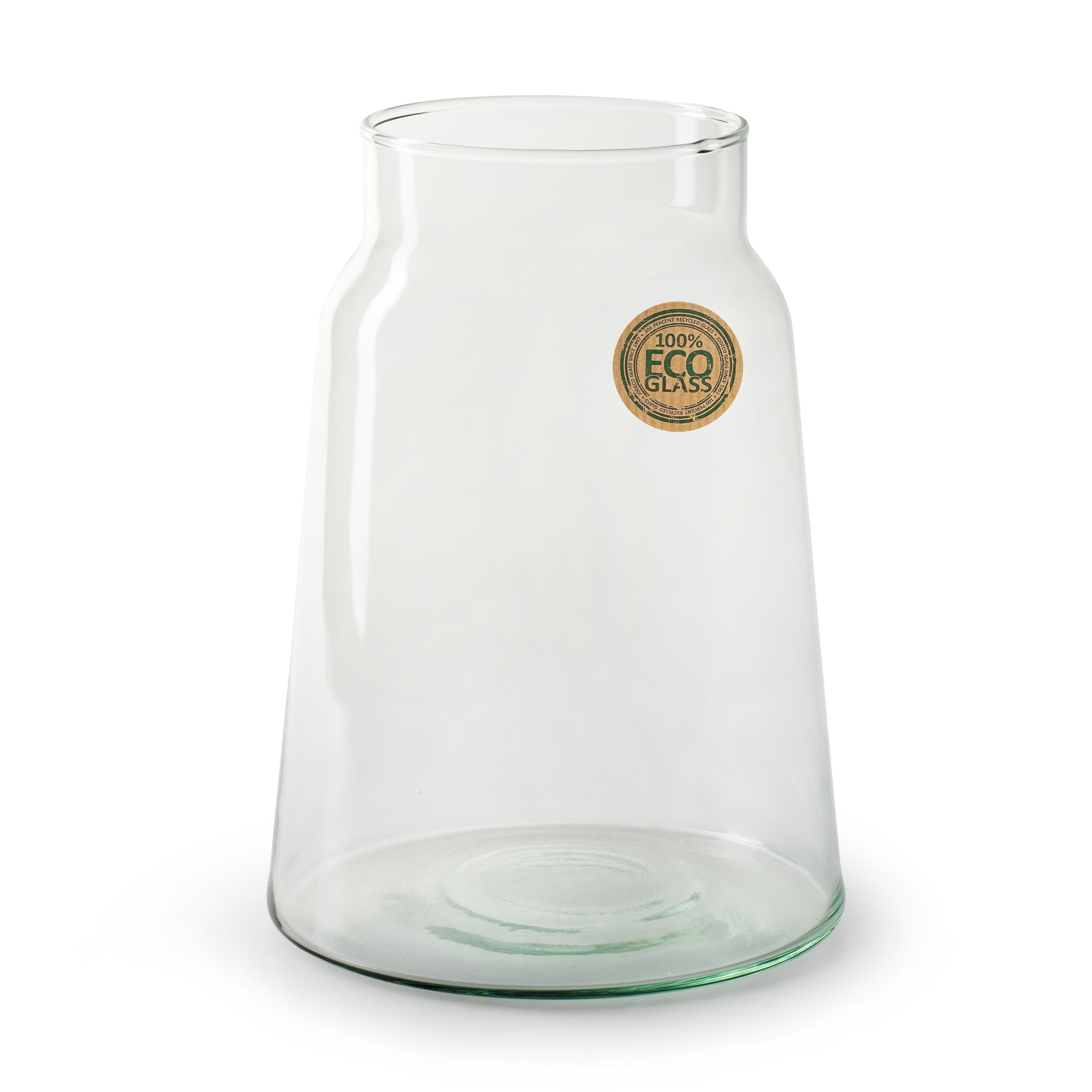 Jodeco Bloemenvaas - Eco glas transparant - H25 x D14.5 cm -