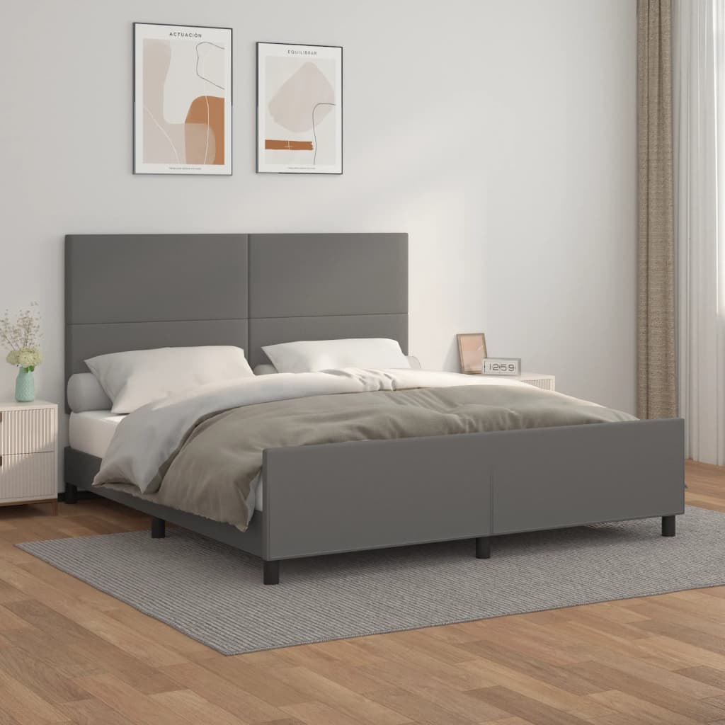 VidaXL Bedframe met hoofdbord kunstleer grijs 160x200 cm