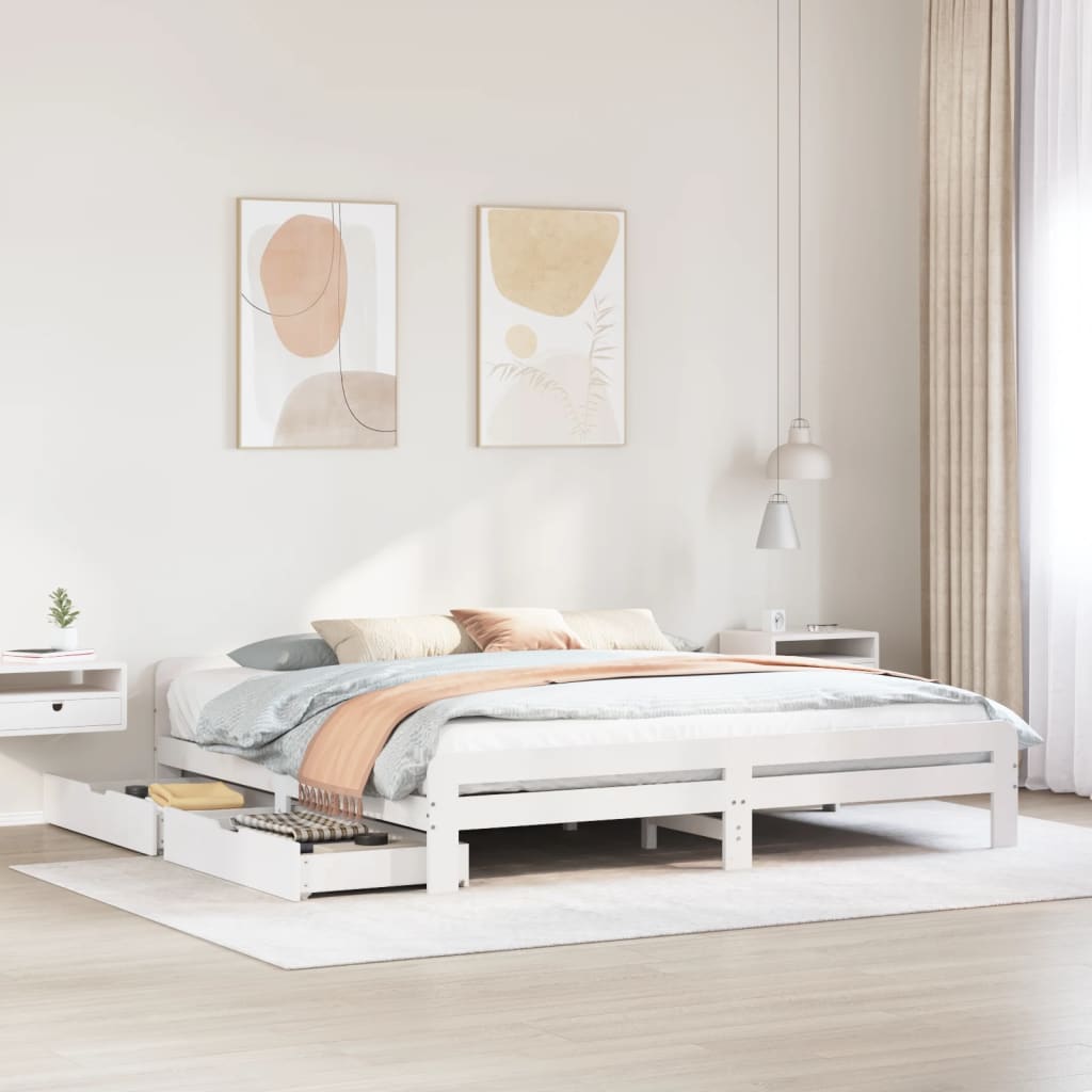 VidaXL Bedframe zonder matras massief grenenhout wit 180x200 cm