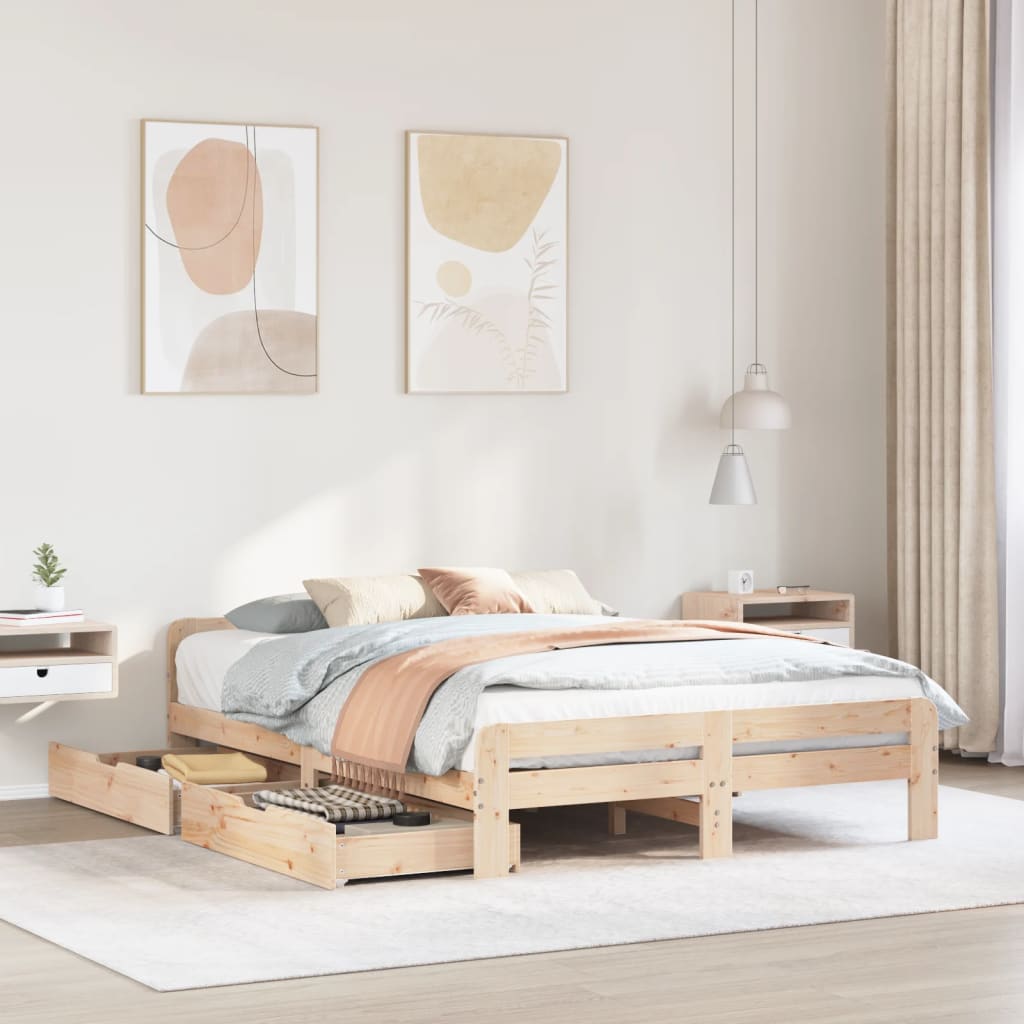 VidaXL Bedframe zonder matras massief grenenhout 140x190 cm