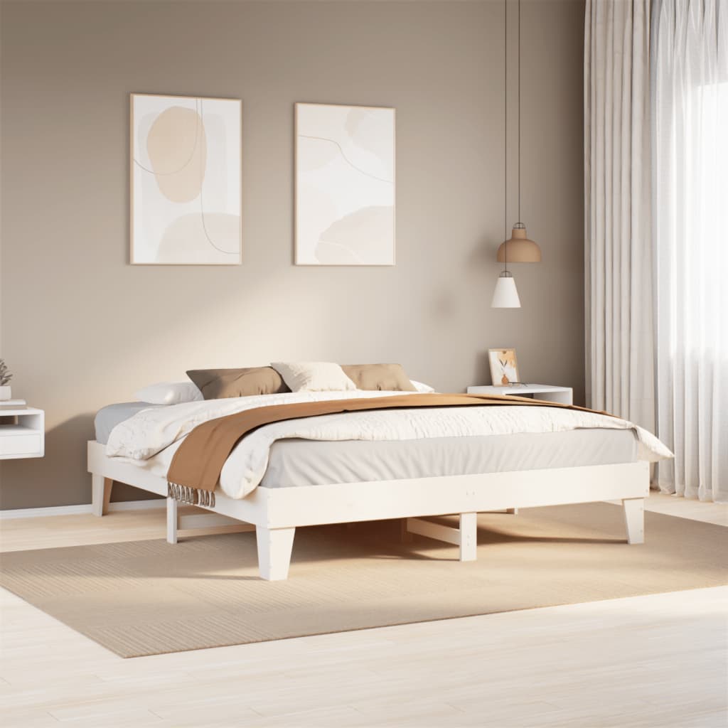 VidaXL Bedframe zonder matras massief grenenhout wit 180x200 cm